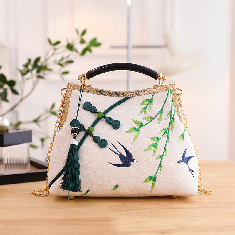 Lucky Bamboo Embroidery Handbags Women