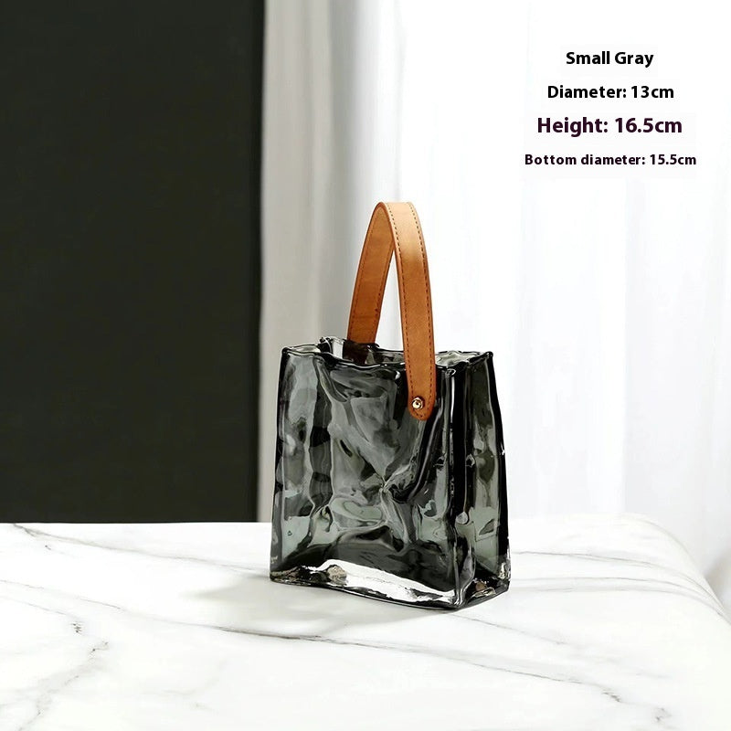 Good-looking Light Luxury Handbags High-grade Glass Vase