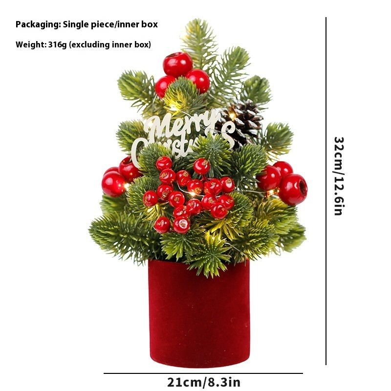 Christmas Decorations LED Pine Cone PE Norbison Ornaments Desktop Mini Tree