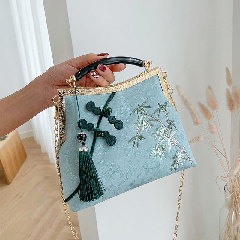 Lucky Bamboo Embroidery Handbags Women
