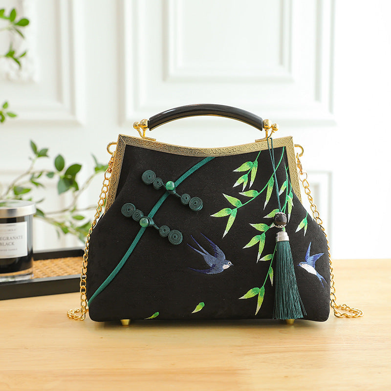 Lucky Bamboo Embroidery Handbags Women