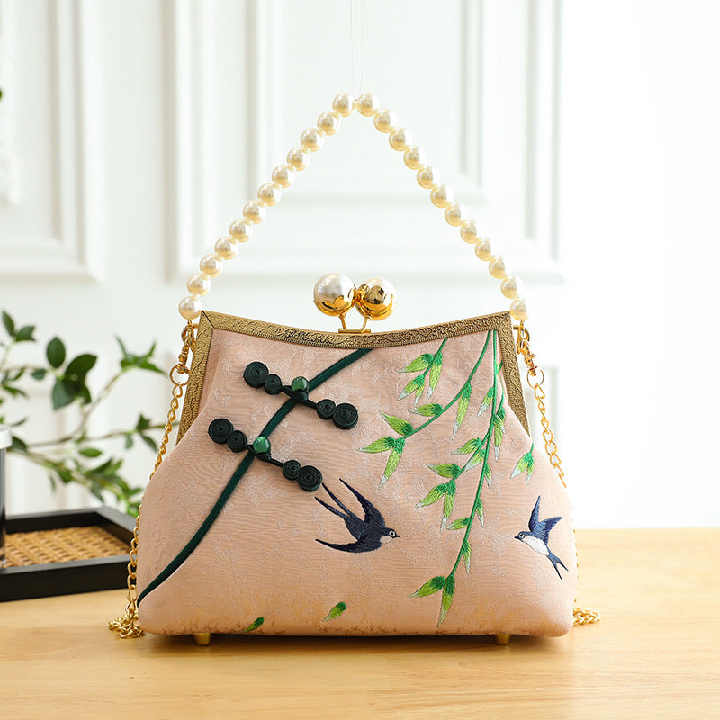 Lucky Bamboo Embroidery Handbags Women