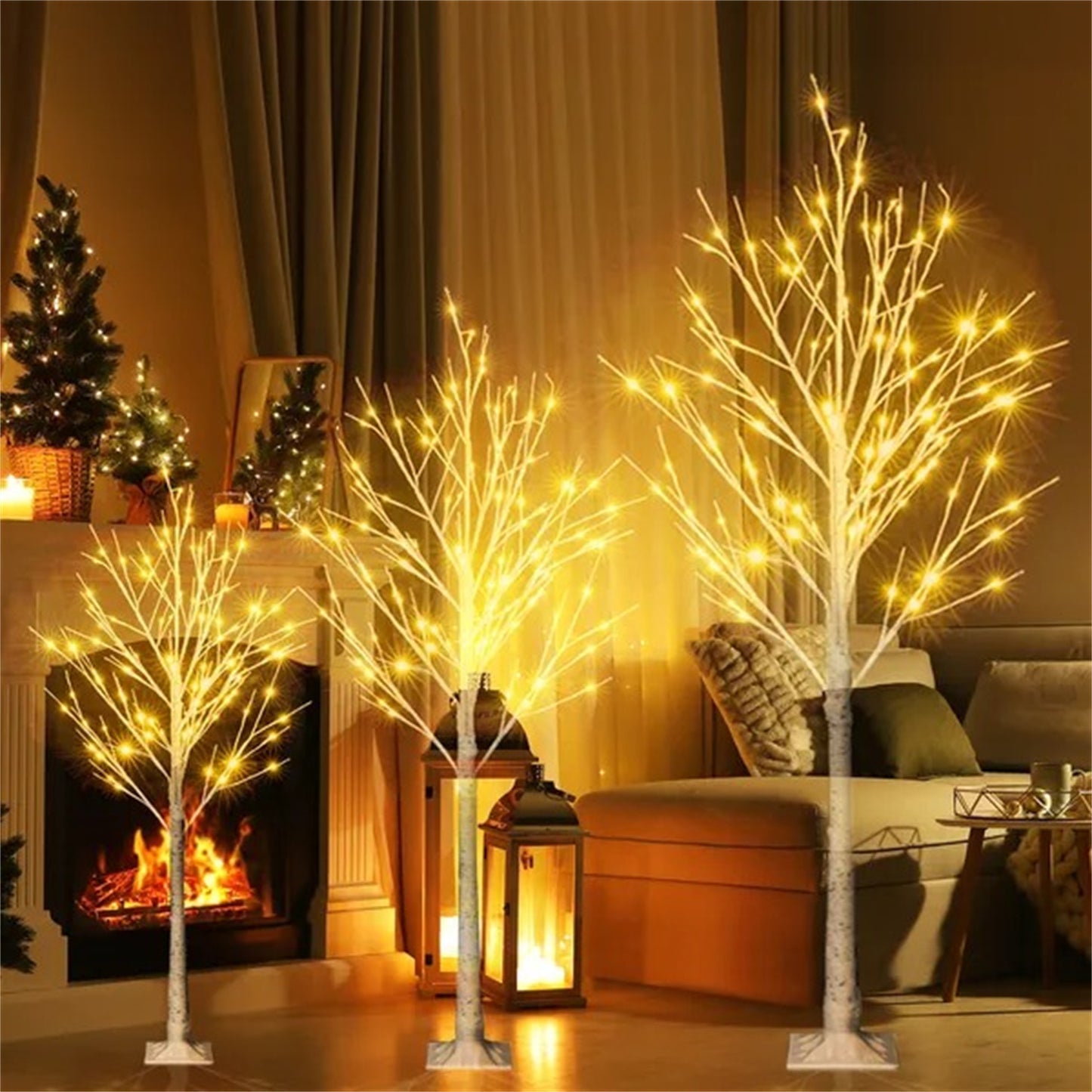 6 Feet 96 LED Lighted Birch Tree For Thanksgiving Decor Home Wedding Party Indoor Outdoor Christmas