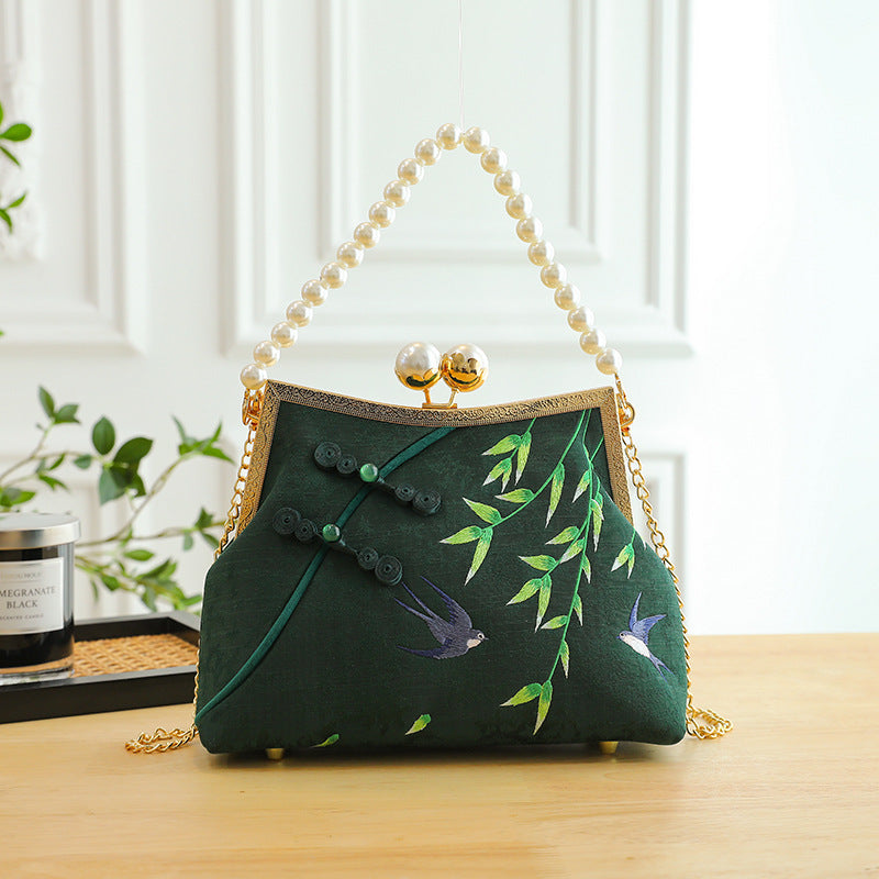 Lucky Bamboo Embroidery Handbags Women