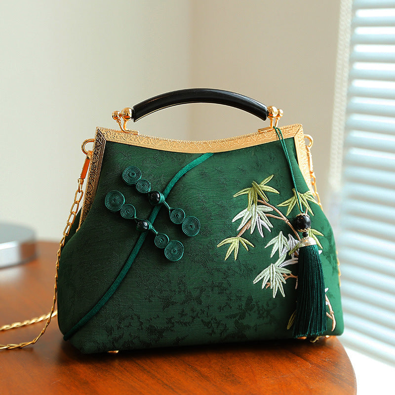 Lucky Bamboo Embroidery Handbags Women