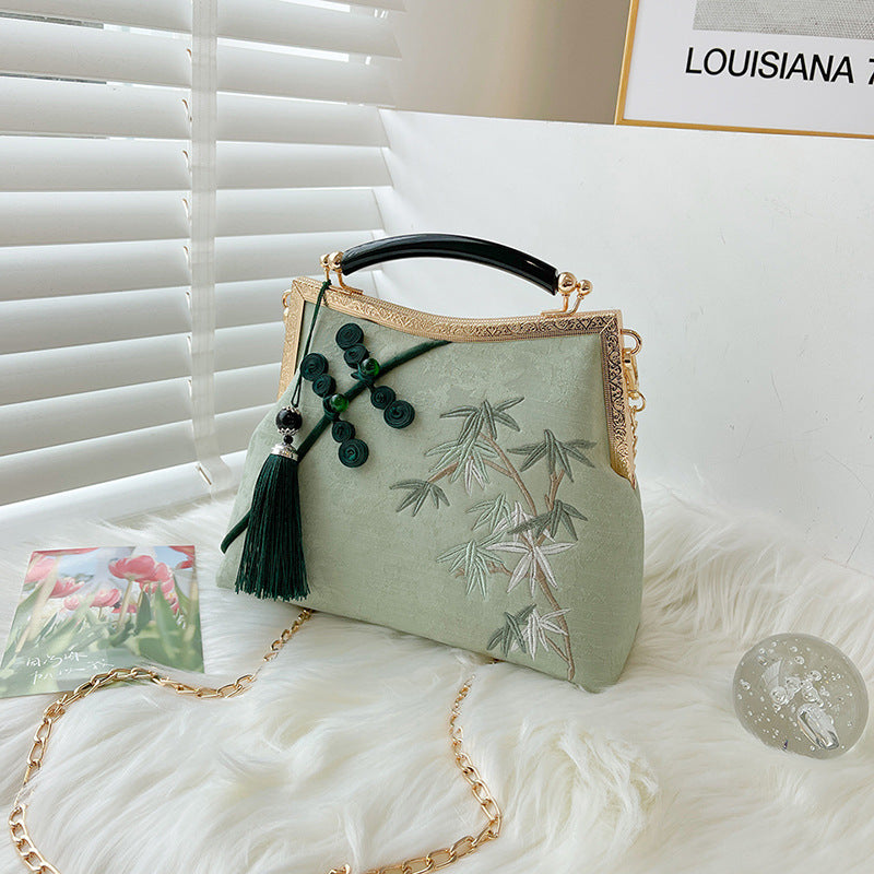 Lucky Bamboo Embroidery Handbags Women