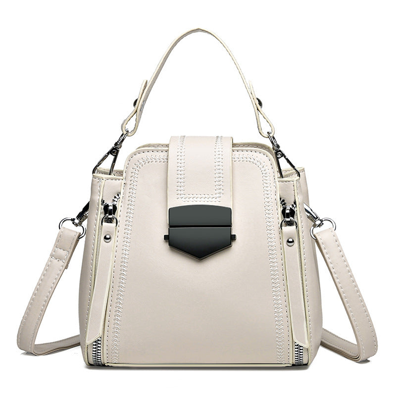 Elegant Lady Soft Leather Textured Small Handbag